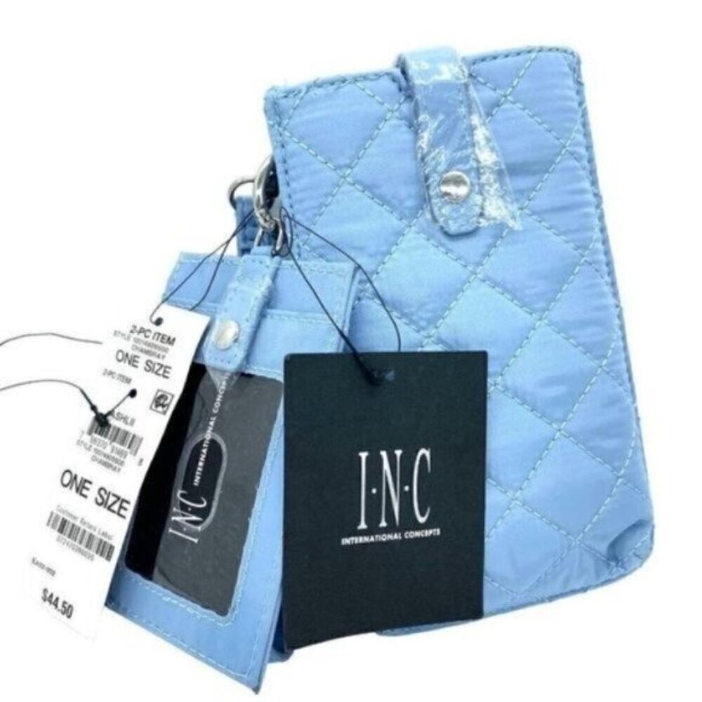 INC International Concepts Women's Blue Ashlii Lanyard Bag Phone Wristlet - Picture 2 of 7